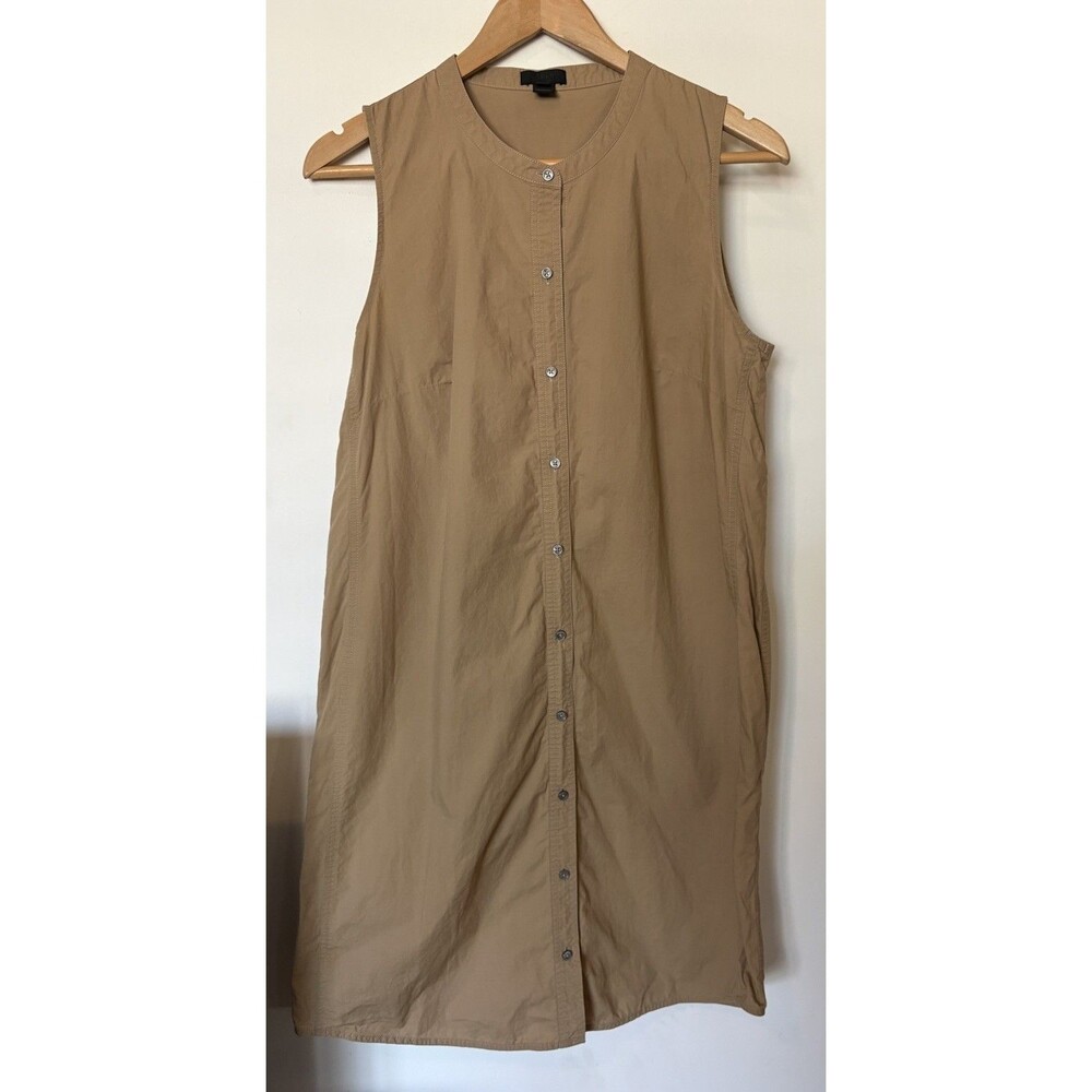 J Crew Collection Camel Button Front Sleeveless Midi Dress Size Medium